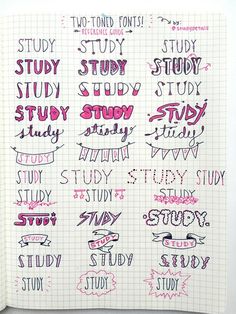 a notebook with writing on it that says study, study and study in different languages