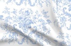 a blue and white floral print fabric