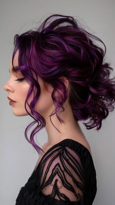 40 Prettiest Purple Hair Color Ideas To Make Your Hair Pop Lavender Ombre Hair Brown, Vivid Color On Curly Hair, Rare Hair Colors Natural, Dark Fashion Colors Hair, Pink Purple Peekaboo Hair, Periwinkle Hair Highlights, Peekaboo Hair Color Diy, Purple And Green Hair Color, Grape Red Hair Color