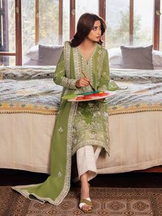 Brand: Zaha By Khadijah ShahProduct Code: ZL24-08A ZELCollection: Zaha By Khadijah Shah Summer Lawn CollectionFabric: Lawn DESIGN DETAILS: Embroidered Front Center Panel (Lawn) 1 Piece Embroidered Front Left Side Panel (Lawn) 1 Piece Embroidered Front Right Side Panel (Lawn) 1 Piece Dyed Back (Lawn) 1 Piece Embroidered Sleeves Left + Right (Lawn) 1 Pair Embroidered Sleeves Border (Organza) 1 Meter Embroidered Hem Border 1 (Organza) 1 Meter Embroidered Hem Border 2 (Organza) 1 Meter Embroidered D Saboor Ali, Sajjal Ali, Sajal Aly, Eid Dress, Eid Festival, Lawn Design, Lifestyle Board, Sajal Ali, Embroidered Hem