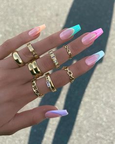 Nails And Rings, Wow Nails, Summer Nail Art, Acrylic Nails Coffin Short, Nail Art Summer