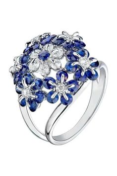 Luxury Women's Sapphire Jewelry, Luxury Unique Sapphire Jewelry, Luxury Sapphire Jewelry For Collectors, Sapphire Flower-shaped Fine Jewelry, Exquisite Gia-certified Platinum Sapphire Ring, Silver Party, Luxe Jewelry, Cz Ring, Types Of Stones