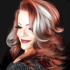 Auburn And Silver Hair, Auburn Hair With Gray Highlights, Auburn Hair With Silver Highlights, Red Hair With Gray Highlights, Gray Hair With Red Highlights, Red Hair With Grey Highlights, Grey Hair With Red Highlights, Silver And Red Hair