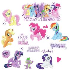 many different types of ponys with hearts on them