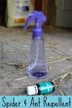 an insect repellent bottle sitting on the ground