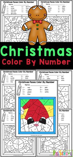 christmas color by number worksheet for kids