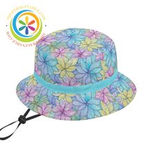 Embrace your fun and playful side with our Flowers Galore Bucket Hat! The vibrant and colorful flower design makes it the perfect statement piece for any outfit. Whether you're by the beach or out and about, this hat is a must-have for those who love to add a touch of whimsy to their everyday look. We create Funky Hats for EVERYONE which look amazing all the time...Wear them out for any occasion, any condition - new or old and of course, at any time of the year! Live life in full color with our Bucket Hats - one-of-a-kind creations to fall in love with. We can customize it with your face or any text - just get in touch we love doing custom designs for our customers! Stay comfortable and protected from the sun with our Bucket Hat made of soft and durable polyester material. It's lightweight Spring Multicolor Bucket Hat With Uv Protection, Playful Multicolor Sun Hat For Spring, Vacation Bucket Hat One Size Fits Most, Casual Brimmed Sun Hat With Floral Print, Multicolor Uv Protection Bucket Hat For Spring, Playful Adjustable Hat For Vacation, Summer Beach Hats With Floral Print, Spring Beach Sun Hat With Floral Print, Beach Sun Hat With Floral Print And Curved Brim