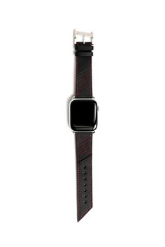 Details / Features Width: 20mm Black/ Red Contrast Stitching Louvers Alcantara / Calf leather Modern Red Watch With Leather Strap, Modern Red Watch With Bracelet Strap, Modern Red Watches With Bracelet Strap, Luxury Black Apple Watch Band For Business, Modern Red Watch Accessories For Formal Occasions, Red Leather Business Watch, Luxury Red Watch Accessories For Business, Red Luxury Watch Accessories For Business, Elegant Black Leather Apple Watch Band