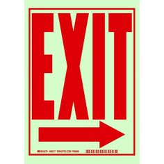 a red exit sign with an arrow pointing to the right