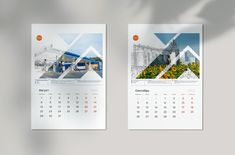 two calendars with different images on them