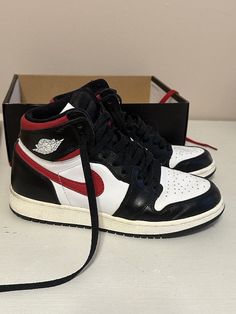 Kids size 5 = Women's size 6. Bought from GOAT, only worn a few times, NO creases and not dirty. Has both original black and red shoelaces. Still in box it came in, LIKE NEW. Air Jordan 1 Box, Black Gym Red Jordan 1, Air Jordan 1 Red And Black Shiny, Red Black Air Jordan, Jordan 1 Mid Black And Red, Jordan 1 Mid Black/fire Red/white, Air Jordan 1 Retro High Og, Air Jordan 1 Retro, Jordan 1 Retro