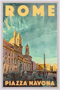 an old poster with the words rome on it