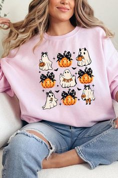 Cute Ghost Fall Pumpkin Coquette Halloween Graphic Fleece Sweatshirts.Unisex Crew Neck Long Sleeve Sweaters Knits.Crafted from premium materials, tailored to your lifestyle, ensuring a comfortable fit for any occasion.Family Group Uniforms Birthday Party Gift Concert Festival Events.High Quality Direct To Film Printed Graphic Design.50%COTTON,50%POLYESTERNICARAGUAMade In: Nicaragua Fall Cartoon Print Tops For Loungewear, Pink Cartoon Print Sweatshirt For Fall, Halloween Long Sleeve Loungewear Sweatshirt, Pink Long Sleeve Halloween Sweatshirt, Pink Long Sleeve Sweatshirt For Halloween, Pink Cartoon Print Sweater For Fall, White Cartoon Print Sweater For Fall, Cute Halloween Sweatshirt With Long Sleeves, Cute Halloween Long Sleeve Sweatshirt