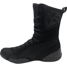 Back by popular demand, the evolution of the Rival Boxing RSX-Guerrero 3 High-Top Boxing Boots continues! Rival's most successful and stylish high-top boot is back and better than ever. The RSX-Guerrero 3 is designed for optimal performance both in the gym and in the ring when it really counts. It offers superior, old school high-top ankle support, and features an ultra-resistant compound rubber outsole with a reinforced, textured carbon fiber PU heel cap. This boot not only provides the tractio Breathable High-top Sports Boots, Boxing Boots, The Rival, High Top Boots, Pu Heels, Black Features, Heel Caps, Ankle Support, In The Gym