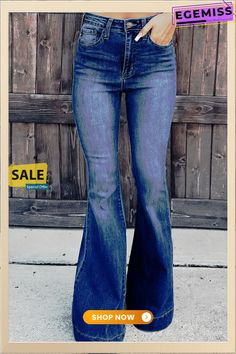 Street Solid Patchwork High Waist Boot Cut Denim Jeans Mid-rise Denim Flare Jeans For Fall, Mid-rise Flare Jeans For Fall, High Rise Denim Flare Jeans For Fall, Fall High Rise Denim Flare Jeans, Fall High-rise Denim Flare Jeans, Non-stretch Washed Blue Jeans For Fall, Washed Blue Non-stretch Jeans For Fall, Non-stretch Light Wash Flare Jeans For Fall, Non-stretch Light Wash Jeans For Fall