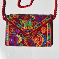 Nwt Red Velvet Envelope Style Embroidered Clutch With Shoulder Strap Bag. Brand New Bag Velvet Envelope, Coach Clutch, Floral Clutches, Embroidered Clutch, White Clutch, Black Wristlet, Printed Clutch, Shoulder Strap Bag, Strap Bag