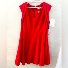 Red Semi Formal Calvin Klein Dress, Very Comfortable, Never Worn, New With Tags Calvin Klein A-line Evening Dress, Calvin Klein Red Formal Dress, Calvin Klein Red Dresses, Calvin Klein Red Party Dress, Red Calvin Klein Party Dress, Chic Red Calvin Klein Dress, White Summer Dress Boho, Red Calvin Klein, Wrap Shirt Dress