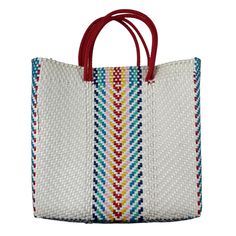 Oaxaca tote Bag, Handmade Mexican Bag, Getaways bag, Travel Bag, Basket, Beach Bag,vegan bag ,Plastic Woven, Oaxaca Bag, recycled plasticThe specifics are impressive: the bag is woven from a heavy duty, pliable plastic that is near indestructible. The weave is so tight, the bag is waterproof, which alone makes it uniqueApproximate measurements.13 1/2 x 12Please note, since this piece is made by hand there may be some imperfections. Instead of viewing this as a mistake, let it add character to th White Woven Rectangular Bucket Bag, Woven Rectangular White Bucket Bag, White Rectangular Woven Bucket Bag, Eco-friendly Handwoven Bag For Everyday Use, White Woven Bags For Daily Use, White Woven Bag For Daily Use, Recyclable Shopping Bags Made Of Recycled Materials, Eco-friendly Handwoven Bags With Double Handle, White Handwoven Straw Bag For Market