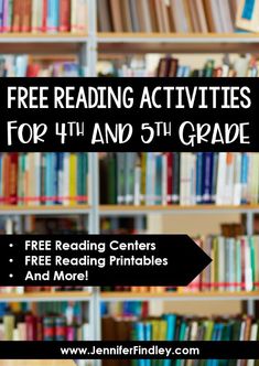 the free reading activities for 4th and 5th grade are included in this printable book list