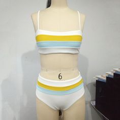 FREE SHIPPING Sexy Retro Bandeau High Waist Striped Bikini Set JKP3157 White Bandeau Tankini For Swimming, White Stretch Tube Top For The Beach, Summer Fitted Color Block Crop Top, Fitted Color Block Crop Top For Summer, White Seamless Tube Top For Beach, Stretch Bandeau Crop Top For Beach Season, Stretch Bandeau Crop Top For Beachwear, Fitted White Tube Top For Pool, Summer Stretch Color Block Crop Top