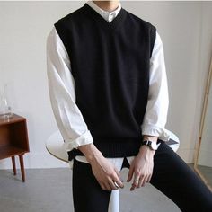 V Neck Sweater Men, Mens Sweater Vest, Pullover Vest, Male Tops, Sweater Vest Mens, Sleeveless Sweater Vest, Vest Men, Hong Kong Style, Cozy Tops