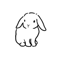 a black and white drawing of a rabbit