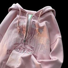 Size: XL, Color: Pink Punk Hoodie, Rabbit Embroidery, Harajuku Hoodie, Funny Rabbit, Embroidery Hoodie, Loose Hoodie, Fall Hoodies, Letter Embroidery, Looks Black