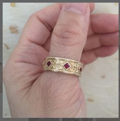 Wedding Ring Princess Cut, Wedding Ring Princess, Celtic Knot Band, Ruby Wedding Band, Celtic Wedding Bands, Gold Gallery, Ruby Wedding Rings, Wedding Rings Princess Cut