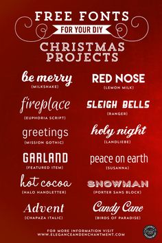 christmas font and numbers are displayed on a red background with the words free font for your diy christmas projects