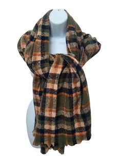 Large Green & Orange Tartan Print Blanket Scarf 100% Super Soft & Warm Acrylic   Size: 60 x 190cm Super soft and lightweight yet incredibly warm & cosy Contemporary vibrant Tartan print design in Autumnal Green & Orange colourways Can be worn as a neck scarf Or Wrap. Perfect to add a pop of colour to any outfit or to wear at formal events as a shawl. Would make a very beautiful gift Scarf Women Winter, Autumn Orange, Check Scarf, Black Watch Tartan, Pashmina Wrap, Tartan Scarf, Tartan Design, Checked Scarf, Leopard Print Scarf