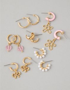 Preppy Earrings, Preppy Accessories, Delicate Feminine, Girly Accessories, Hoop Earring Sets, Jewelry Essentials