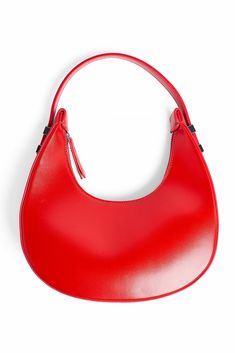 Glossy Rounded Bag Red | NA-KD Trendy Shoulder Bag With Round Handle For Errands, Formal Shoulder Bag With Zipper Closure And Round Handle, Na Kd, Top Handle, Fall Winter, Zipper, Handbags, Red, Design