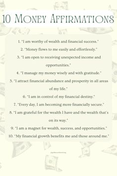 Attract abundance and financial success with these powerful money affirmations! Boost your mindset, embrace prosperity, and open the door to limitless opportunities. Start manifesting the wealth you deserve today. #affirmations #quotes Abundance And Prosperity Affirmations, Gambling Affirmations, Manifest Wealth Prosperity Affirmations, Financial Abundance Affirmations, Opportunity Affirmations, Rich Mindset Quotes, Finance Affirmations, Rich Affirmations, Alter Tools