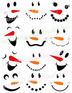 snowman faces with different facial expressions