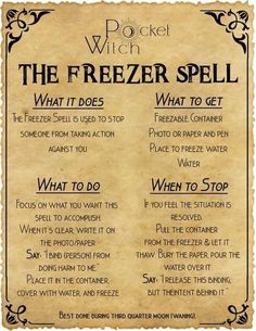 Spells For Those Who Have Wronged You, Freezing Someone Spell, Name In Freezer Spell, How To Poison Someone, Freezing Spell Witchcraft, Spell For Anger, Spell To Make Someone Forget Something, Magic Spells Witchcraft Real, Keys In Witchcraft