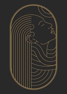 a woman's profile in gold and black