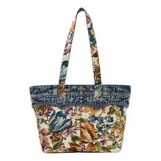 Patricia Nash Ambrose Floral Tapestry and Denim Tote A beautiful fusion of tapestry with denim, the Ambrose is the tote that does the most. Easy and casual, yet elegant, this bag has plenty of room for your wallet, book, electronics and more. The woven tapestry design is a gorgeous rendering of florals, while the denim trim provides an edginess to the overall femininity of this take-anywhere bag. Woven Tapestry, Natural Wine, Denim Tote, Floral Tapestry, Tapestry Weaving, Tapestry Design, Fashion Handbags, Leather Handbags, Bags Handbags