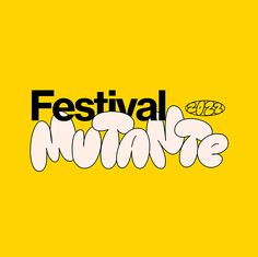 the words festival minute are in black and white on a yellow background