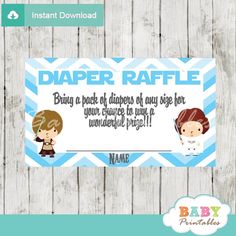 a baby shower sign that says diaper raffle bring a pack of diapers at any age