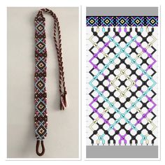 two pictures with different patterns on them, one has a lanyard and the other has a tassel