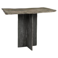 a table made out of wood and concrete