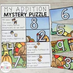 this thanksgiving themed mystery puzzle is perfect for kids to practice number identification