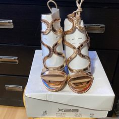 Brand New, Never Worn Size 5.5 Rose Gold Sandals Rose Gold Open Toe Heels For Spring, Glamorous Rose Gold Heels For Summer, Rose Gold High Heel Sandals For Summer, Rose Gold Open Heel Sandals For Summer, Summer Rose Gold Heels For Night Out, Rose Gold Heels For Summer Night Out, Spring Rose Gold Sandals For Formal Occasions, Rose Gold Formal Round Toe Sandals, Summer Rose Gold Round Toe Heels