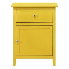 a small yellow cabinet with two drawers