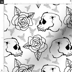 skulls and roses on a white background