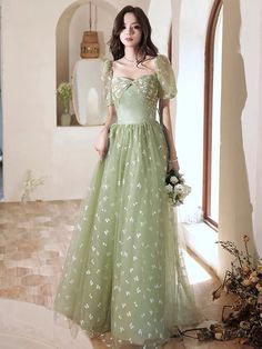 Chic, high quality bridesmaid dresses, green party dressesMaterial:tulleColor:as picture or custom colorNeckline:square neckBack details:bandageDress type:A-lineStyle:chic&ltp&gtFeatures:fresh</p>&ltbr/>&ltp&gtThis dress could be custom made, there are no extra cost to do custom size and color.</p>&ltbr/>&ltp&gt1, If the color is customized, please note the color & card number.</p>&ltbr/>&ltp&gt2,You can choose standard s Green Gown Dress, Short Sleeve Prom Dresses, Party Dress Formal, A Line Long Dress, Green Evening Dress, Formal Prom Dress, Long Formal Gowns, Sweet Party, Green Tulle