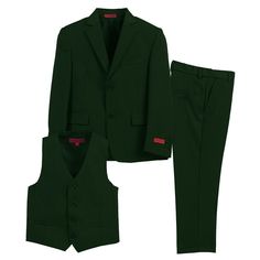 The Gioberti Boy's Formal 3-Piece Suit Set includes a dress pant, vest, and jacket. This three-piece suit set is appropriate for all formal and casual special occasions and events, including weddings, birthday parties, communions, Easter services, churches, Christmas, and other holidays. If you want to find the best suits for your boys to finish their stunning appearance, Gioberti is the brand to choose. Our suits are guaranteed to impress at weddings, parties, and other events. It has a sophist Formal Dresses Boys, Formal Outfit For Boys, Green Formal Outfit, Outfit For Boys, Informal Weddings, Tuxedo Vest, Strap Pants, Boys Vest, Formal Suit