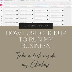 an image of a website with the words how i use clickup to run my business