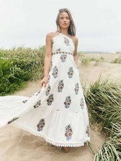 Isabel Dress Tomboy Look, Cross Embroidery, Embroidery Skirt, Elegant Maxi Dress, Bridal Fashion Week, White Bouquet, Flowy Skirt, New Arrival Dress, Three Color