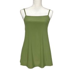 Lime Green Jersey Tank Top By Sympli Square Neck Spaghetti Straps Built In Shelf Bra Tunic Style Drapes To A Slightly Longer Length For A Flattering Fit Side Slits Made In Canada 94% Polyester 6% Spandex Size 6 Length 25.5” Underarm To Underarm 15.5” Unstretched New With Tags Plain Green Top For Summer, Spring Solid Color Workout Tops, Green Casual Camisole For Vacation, Casual Green Camisole For Vacation, Stretch Casual Camisole In Solid Color, Casual Stretch Camisole In Solid Color, Casual Solid Color Camisole With Spaghetti Straps, Basic Green Tank Top For Summer, Basic Green Tank Top For Spring